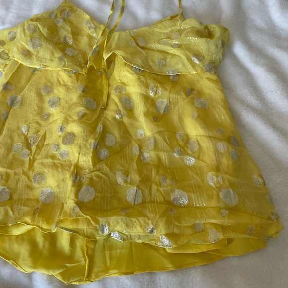 Line & Dot Yellow Silk Camisole with Silver Dots - Picture 3 of 10
